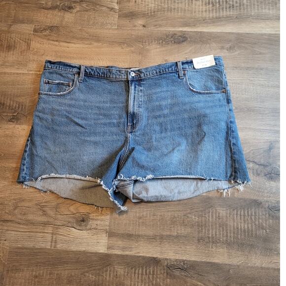 Abercrombie & Fitch Dad Short High Rise Cut Off Jean Shorts 24 NEW - Picture 1 of 4
